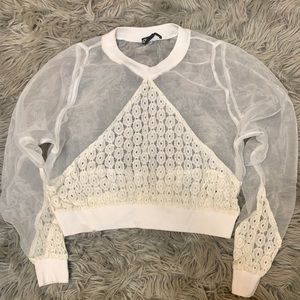 Long sleeve whit sheer top